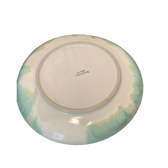 Artisan Ceramic Decorative 9in Mint Green Cream Glaze Pottery Plate Coastal - Picture 5 of 6